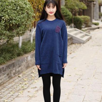 Cotton Sweater Woolen Sweater Dress Large Size..