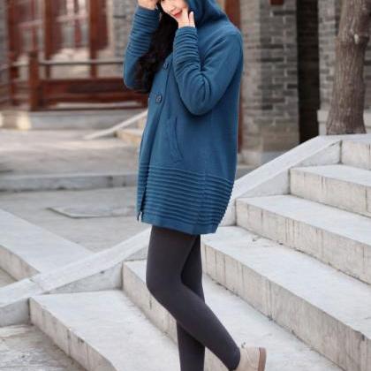 Cotton Sweater Winter Sweater Dresses Hooded..