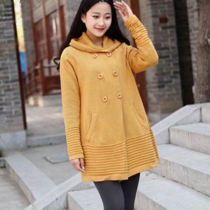 Cotton Sweater Winter Sweater Dresses Hooded..