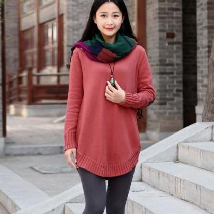 Cotton Sweater Winter Sweater Dresses Casual Loose..