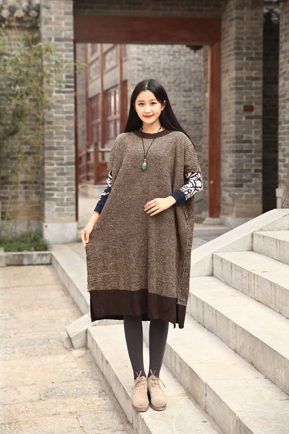 Cotton Sweater Winter Sweater Dresses Casual Loose Sweater Short Sleeve Autumn Sweater Large Size Dress Winter Warm Sweater Blouse