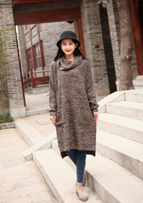 baggy turtleneck sweater dress